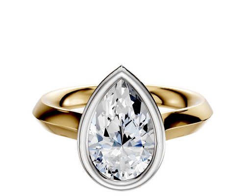 14K Two Tone Bezel Full Bezel North/South Cathedral Knife Edge 3.0mm Engagement Ring