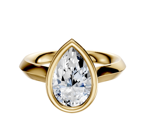 18K Yellow Gold Bezel Full Bezel North/South Cathedral Knife Edge 3.0mm Engagement Ring