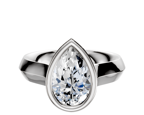 14K White Gold Bezel Full Bezel North/South Cathedral Knife Edge 4.0mm Engagement Ring