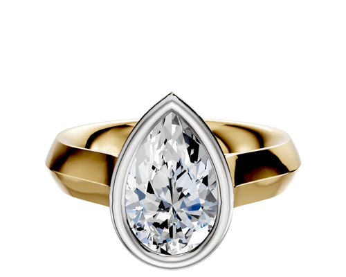 18K Two Tone Bezel Full Bezel North/South Cathedral Knife Edge 4.0mm Engagement Ring