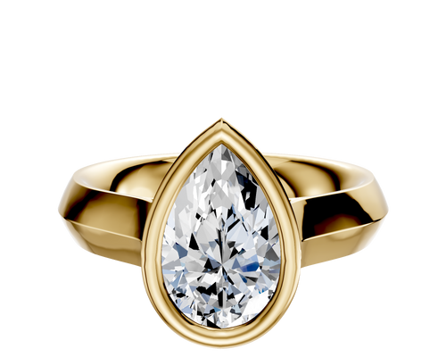 14K Yellow Gold Bezel Full Bezel North/South Cathedral Knife Edge 4.0mm Engagement Ring