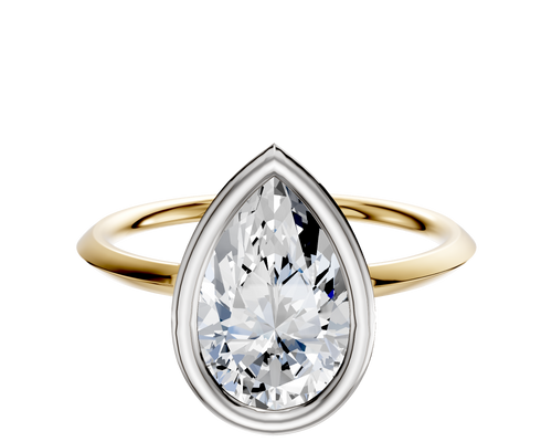 18K Two Tone Bezel Full Bezel North/South Classic Knife Edge 1.5mm Engagement Ring