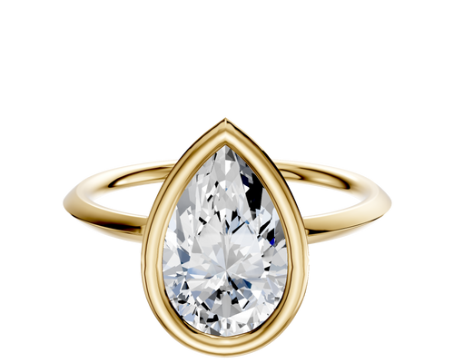 18K Yellow Gold Bezel Full Bezel North/South Classic Knife Edge 1.5mm Engagement Ring