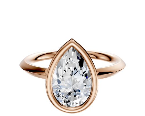 18K Rose Gold Bezel Full Bezel North/South Classic Knife Edge 2.0mm Engagement Ring