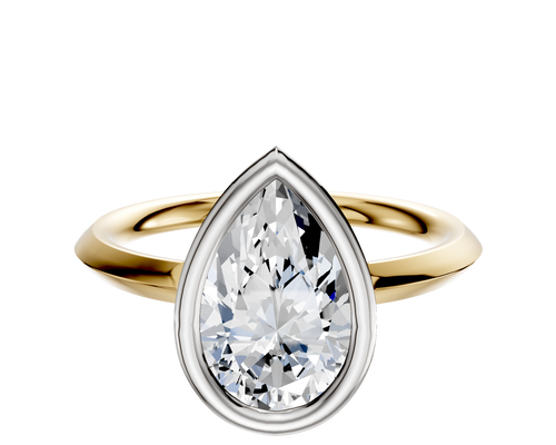 14K Two Tone Bezel Full Bezel North/South Classic Knife Edge 2.0mm Engagement Ring