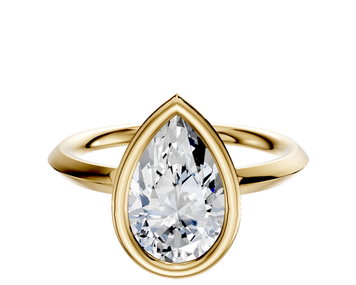 18K Yellow Gold Bezel Full Bezel North/South Classic Knife Edge 2.0mm Engagement Ring
