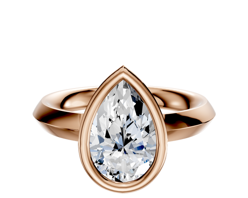 14K Rose Gold Bezel Full Bezel North/South Classic Knife Edge 3.0mm Engagement Ring