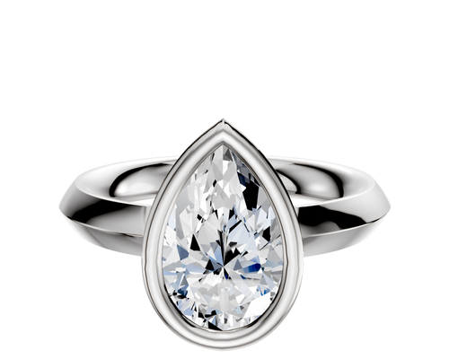 14K White Gold Bezel Full Bezel North/South Classic Knife Edge 3.0mm Engagement Ring