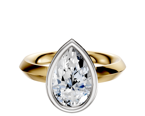 18K Two Tone Bezel Full Bezel North/South Classic Knife Edge 3.0mm Engagement Ring