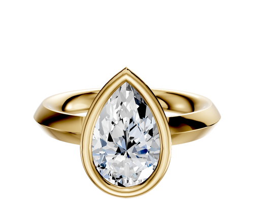 14K Yellow Gold Bezel Full Bezel North/South Classic Knife Edge 3.0mm Engagement Ring