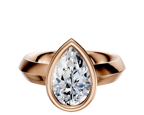 14K Rose Gold Bezel Full Bezel North/South Classic Knife Edge 4.0mm Engagement Ring