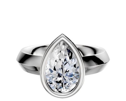 18K White Gold Bezel Full Bezel North/South Classic Knife Edge 4.0mm Engagement Ring