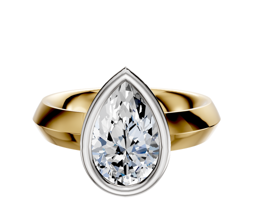 14K Two Tone Bezel Full Bezel North/South Classic Knife Edge 4.0mm Engagement Ring