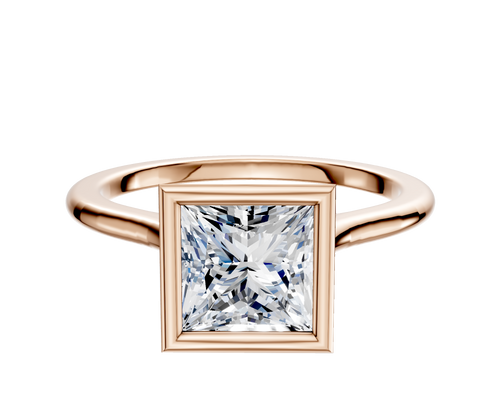 18K Rose Gold Bezel Full Bezel North/South Cathedral Dome 1.5mm Engagement Ring