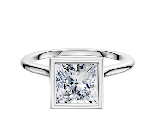Platinum Bezel Full Bezel North/South Cathedral Dome 1.5mm Engagement Ring