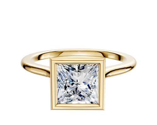 14K Yellow Gold Bezel Full Bezel North/South Cathedral Dome 1.5mm Engagement Ring