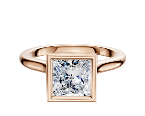 18K Rose Gold Bezel Full Bezel North/South Cathedral Dome 2.0mm Engagement Ring