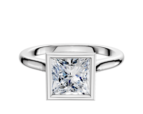 18K White Gold Bezel Full Bezel North/South Cathedral Dome 2.0mm Engagement Ring