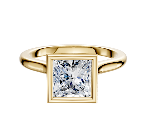 14K Yellow Gold Bezel Full Bezel North/South Cathedral Dome 2.0mm Engagement Ring