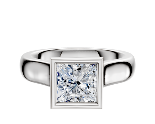 18K White Gold Bezel Full Bezel North/South Cathedral Dome 4.0mm Engagement Ring