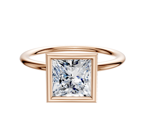 18K Rose Gold Bezel Full Bezel North/South Classic Dome 1.5mm Engagement Ring