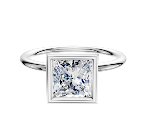 14K White Gold Bezel Full Bezel North/South Classic Dome 1.5mm Engagement Ring