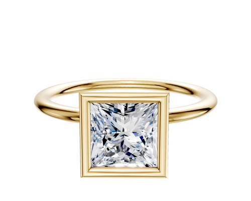 14K Yellow Gold Bezel Full Bezel North/South Classic Dome 1.5mm Engagement Ring