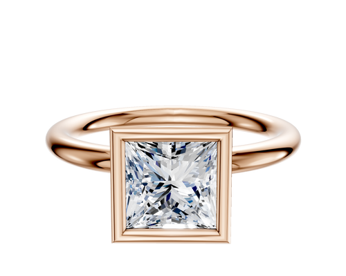 18K Rose Gold Bezel Full Bezel North/South Classic Dome 2.0mm Engagement Ring