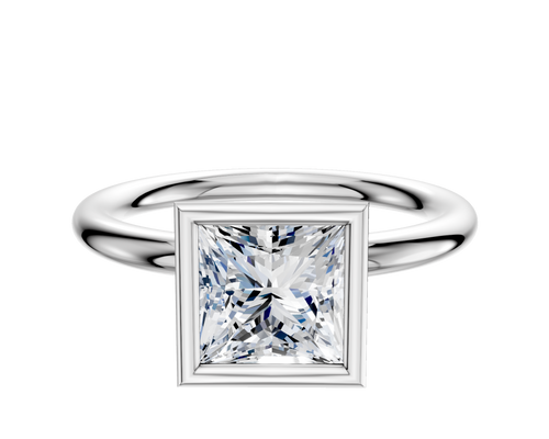 Platinum Bezel Full Bezel North/South Classic Dome 2.0mm Engagement Ring