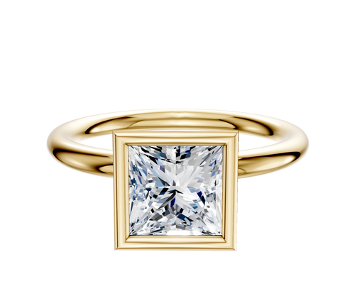 14K Yellow Gold Bezel Full Bezel North/South Classic Dome 2.0mm Engagement Ring