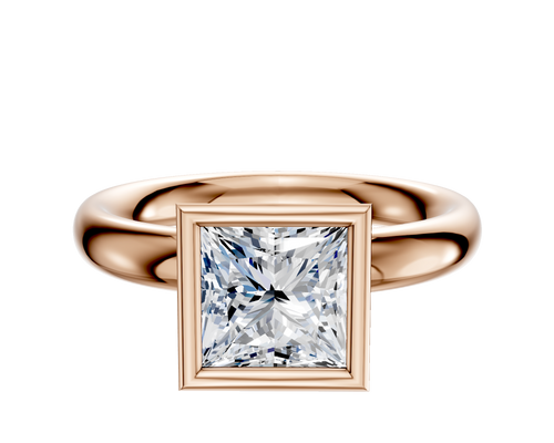18K Rose Gold Bezel Full Bezel North/South Classic Dome 3.0mm Engagement Ring