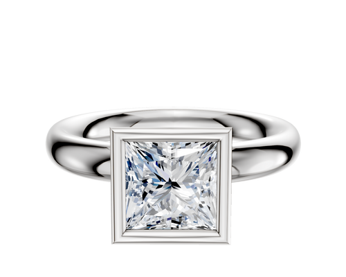 Platinum Bezel Full Bezel North/South Classic Dome 3.0mm Engagement Ring