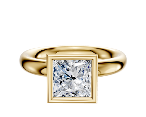 18K Yellow Gold Bezel Full Bezel North/South Classic Dome 3.0mm Engagement Ring