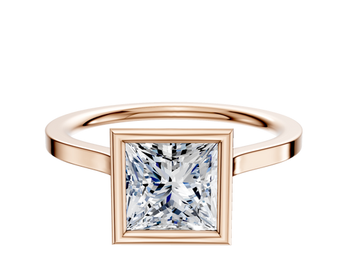 18K Rose Gold Bezel Full Bezel North/South Cathedral Flat 1.5mm Engagement Ring