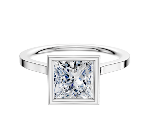 18K White Gold Bezel Full Bezel North/South Cathedral Flat 1.5mm Engagement Ring