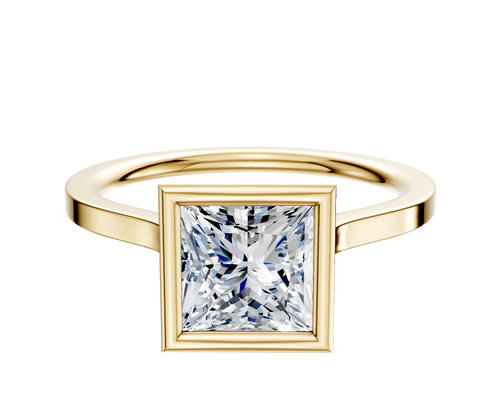 14K Yellow Gold Bezel Full Bezel North/South Cathedral Flat 1.5mm Engagement Ring
