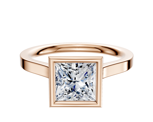 14K Rose Gold Bezel Full Bezel North/South Cathedral Flat 2.0mm Engagement Ring