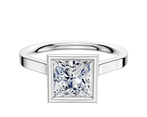 14K White Gold Bezel Full Bezel North/South Cathedral Flat 2.0mm Engagement Ring