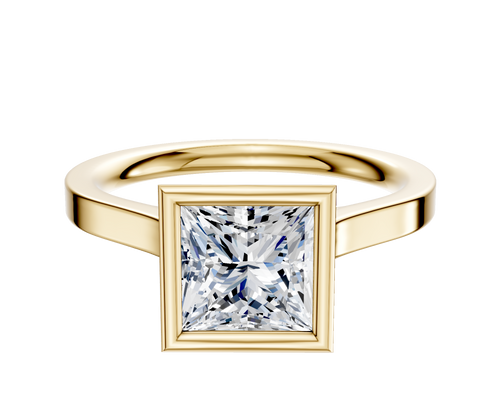 18K Yellow Gold Bezel Full Bezel North/South Cathedral Flat 2.0mm Engagement Ring