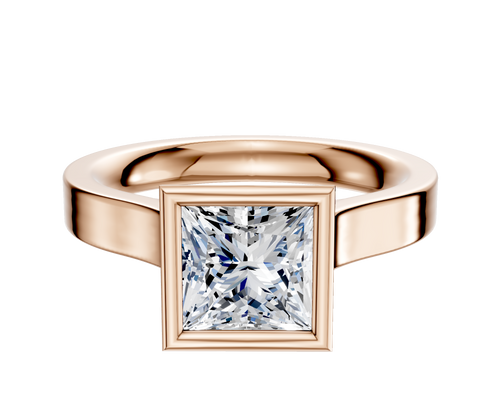 18K Rose Gold Bezel Full Bezel North/South Cathedral Flat 3.0mm Engagement Ring
