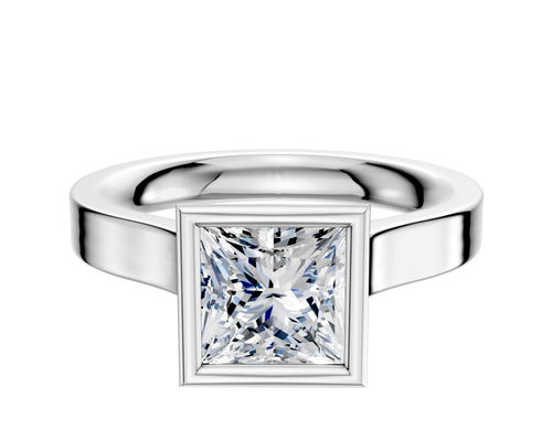 Platinum Bezel Full Bezel North/South Cathedral Flat 3.0mm Engagement Ring