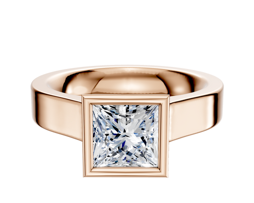18K Rose Gold Bezel Full Bezel North/South Cathedral Flat 4.0mm Engagement Ring