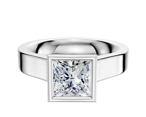 14K White Gold Bezel Full Bezel North/South Cathedral Flat 4.0mm Engagement Ring