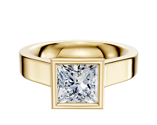14K Yellow Gold Bezel Full Bezel North/South Cathedral Flat 4.0mm Engagement Ring