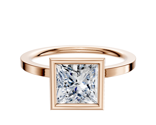 18K Rose Gold Bezel Full Bezel North/South Classic Flat 1.5mm Engagement Ring