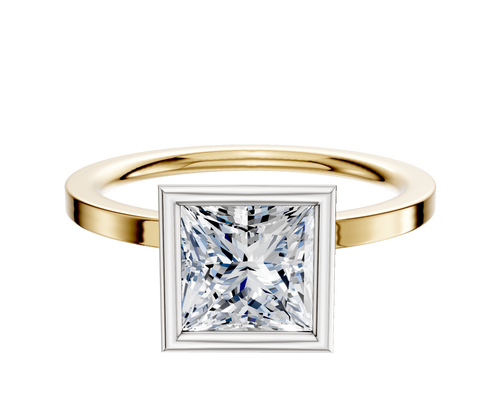 14K Two Tone Bezel Full Bezel North/South Classic Flat 1.5mm Engagement Ring