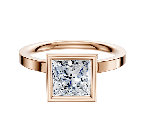 18K Rose Gold Bezel Full Bezel North/South Classic Flat 2.0mm Engagement Ring