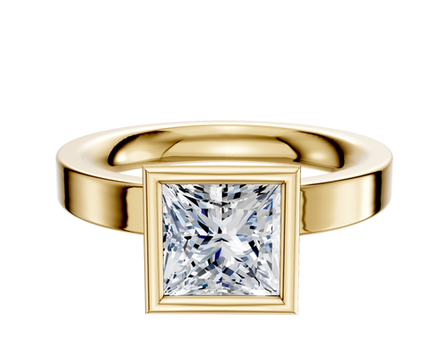 14K Yellow Gold Bezel Full Bezel North/South Classic Flat 3.0mm Engagement Ring