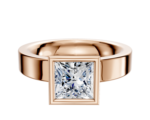 18K Rose Gold Bezel Full Bezel North/South Classic Flat 4.0mm Engagement Ring