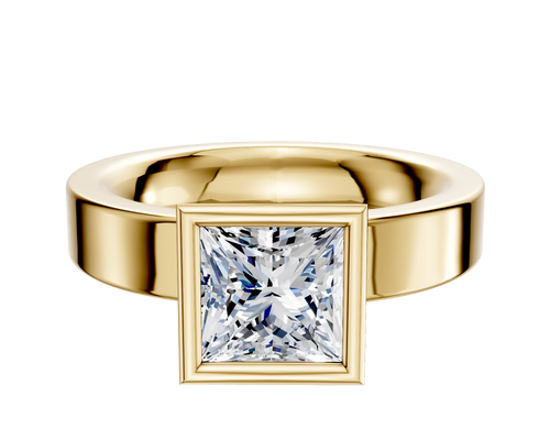 18K Yellow Gold Bezel Full Bezel North/South Classic Flat 4.0mm Engagement Ring